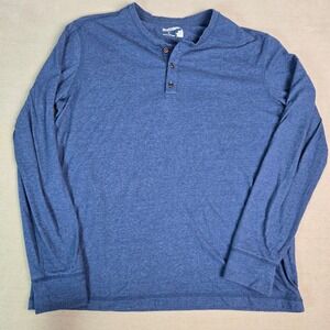 Ruff Hewn Mens Blue Long Sleeve Henley‎ Shirt Size Large
